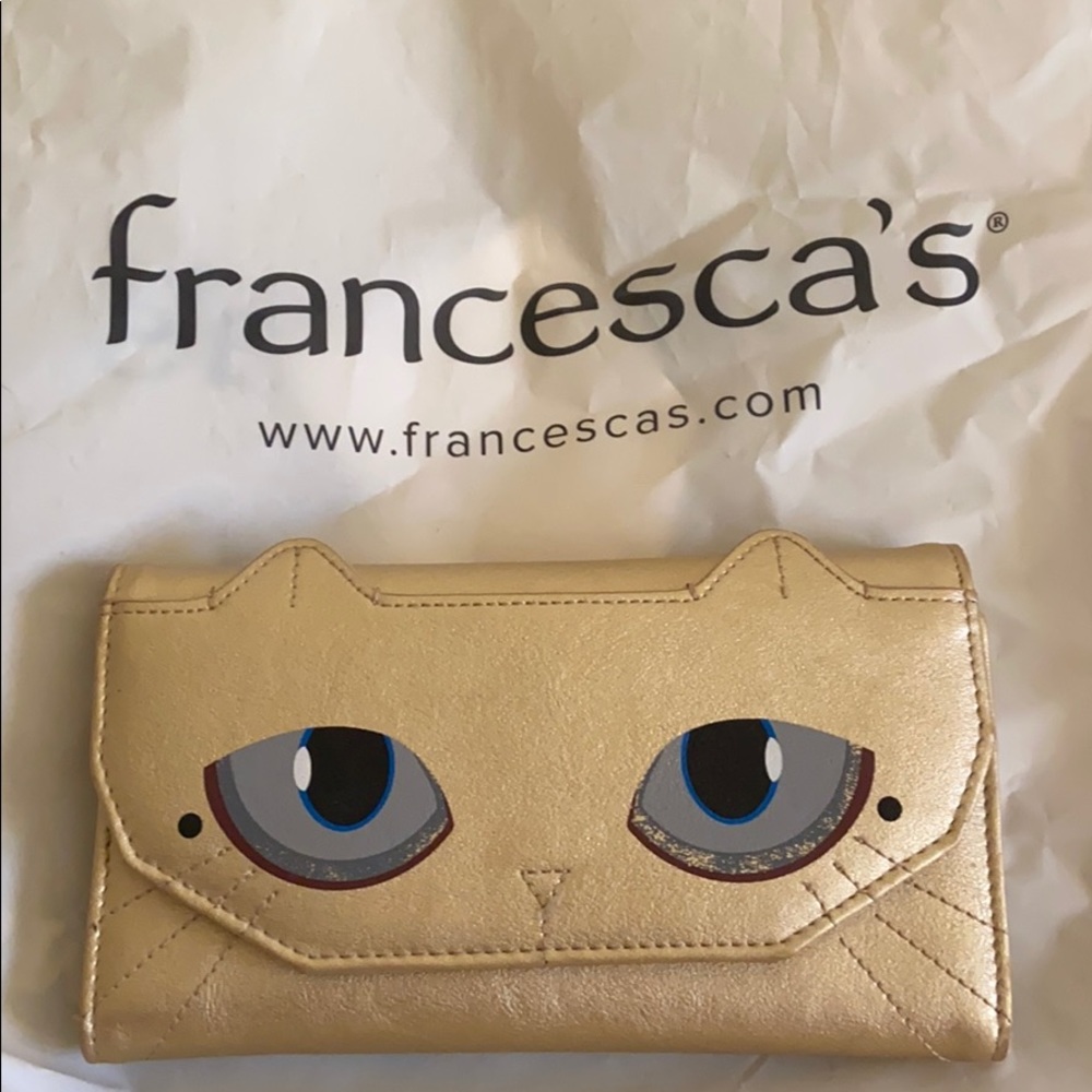 Francesca's Gold Cat Eyes Wallet
